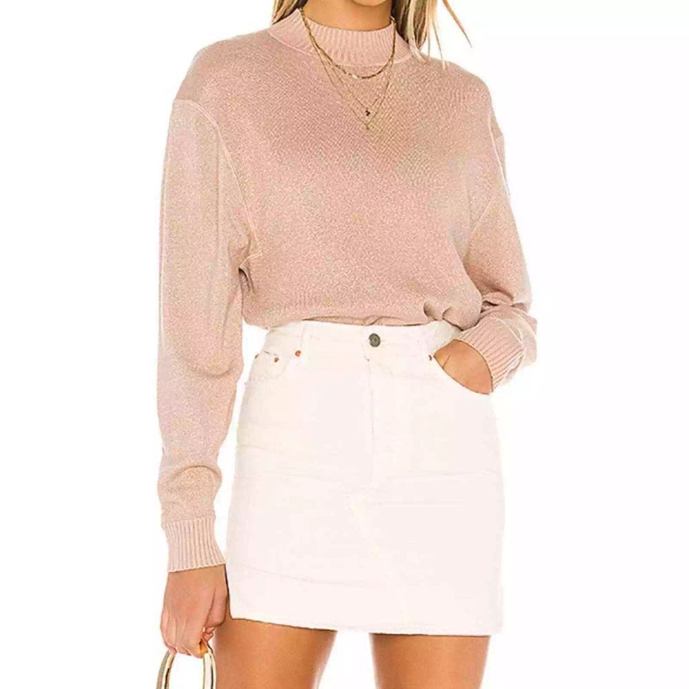 Free People Starry Night Metallic Mock‎ Neck Long Sleeve Pullover Sweater Size S